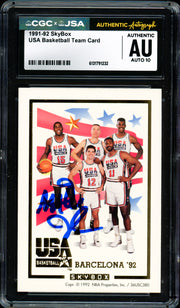 Magic Johnson Autographed 1991-92 Skybox Card Team USA Auto Grade Gem Mint 10 CGC x JSA #6131791232