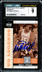 Magic Johnson Autographed 2003-04 UD Legends Card #40 Los Angeles Lakers CGC x JSA 9 CGC x JSA #6131791220