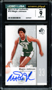 Magic Johnson Autographed 2011-12 Upper Deck SP Authentic Card #10 Los Angeles Lakers CGC x JSA 9 Auto Grade Gem Mint 10 CGC x JSA #6131791217