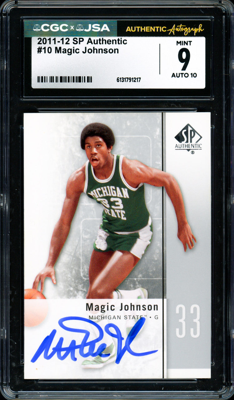 Magic Johnson Autographed 2011-12 Upper Deck SP Authentic Card #10 Los Angeles Lakers CGC x JSA 9 Auto Grade Gem Mint 10 CGC x JSA #6131791217