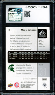 Magic Johnson Autographed 2011-12 Upper Deck SP Authentic Card #10 Los Angeles Lakers CGC x JSA 9 Auto Grade Gem Mint 10 CGC x JSA #6131791217