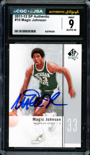 Magic Johnson Autographed 2011-12 Upper Deck SP Authentic Card #10 Los Angeles Lakers CGC x JSA 9 Auto Grade Gem Mint 10 CGC x JSA #6131791219