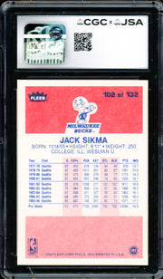 Jack Sikma Autographed 1986 Fleer Card #102 Seattle Supersonics Auto Grade Gem Mint 10 CGC x JSA #6131791234