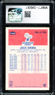 Jack Sikma Autographed 1986 Fleer Card #102 Seattle Supersonics Auto Grade Gem Mint 10 CGC x JSA #6131791238