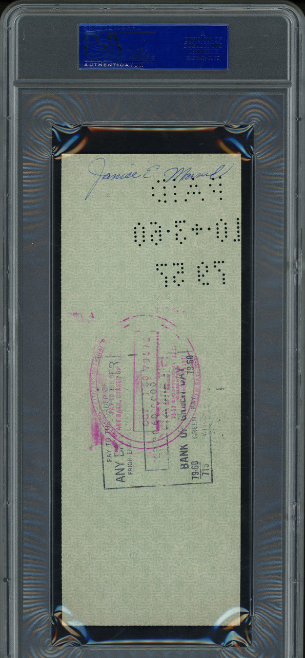 Vince Lombardi Autographed 3x8 Check Green Bay Packers PSA/DNA #83061724