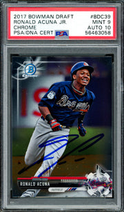 Ronald Acuna Jr. Autographed 2017 Bowman Draft Chrome Rookie Card #BDC39 Atlanta Braves PSA 9 Auto Grade Gem Mint 10 PSA/DNA #56463058
