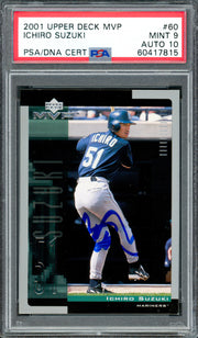 Ichiro Suzuki Autographed 2001 UD MVP Blue Rookie Card #60 Seattle Mariners PSA 9 Auto Grade Gem Mint 10 PSA/DNA #60417815