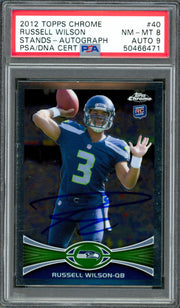 Russell Wilson Autographed 2012 Topps Chrome Rookie Card #40 Seattle Seahawks PSA 8 Auto Grade Mint 9 PSA/DNA #50466471