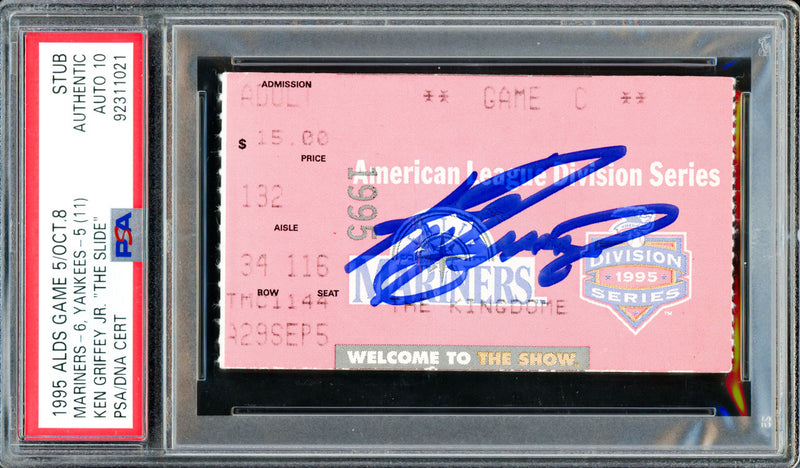 Ken Griffey Jr. Autographed 1995 ALDS Game 5 Ticket Seattle Mariners Auto Grade Gem Mint 10 PSA/DNA #92311021