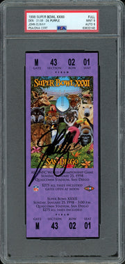 John Elway Autographed 1998 Super Bowl XXXII Ticket Denver Broncos PSA 9 Auto Grade Mint 9 PSA/DNA #63633140
