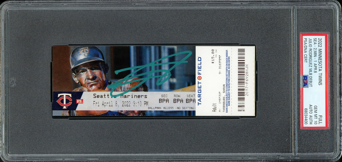 Julio Rodriguez Autographed 2022 MLB Debut Ticket Seattle Mariners PSA 10 "2022 MLB Debut" PSA/DNA #68034400