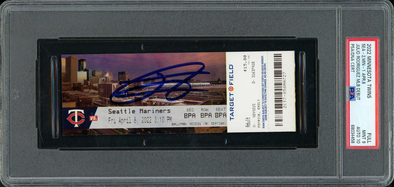 Julio Rodriguez Autographed 2022 MLB Debut Ticket Seattle Mariners PSA 9 Auto Grade Gem Mint 10 PSA/DNA #68034458