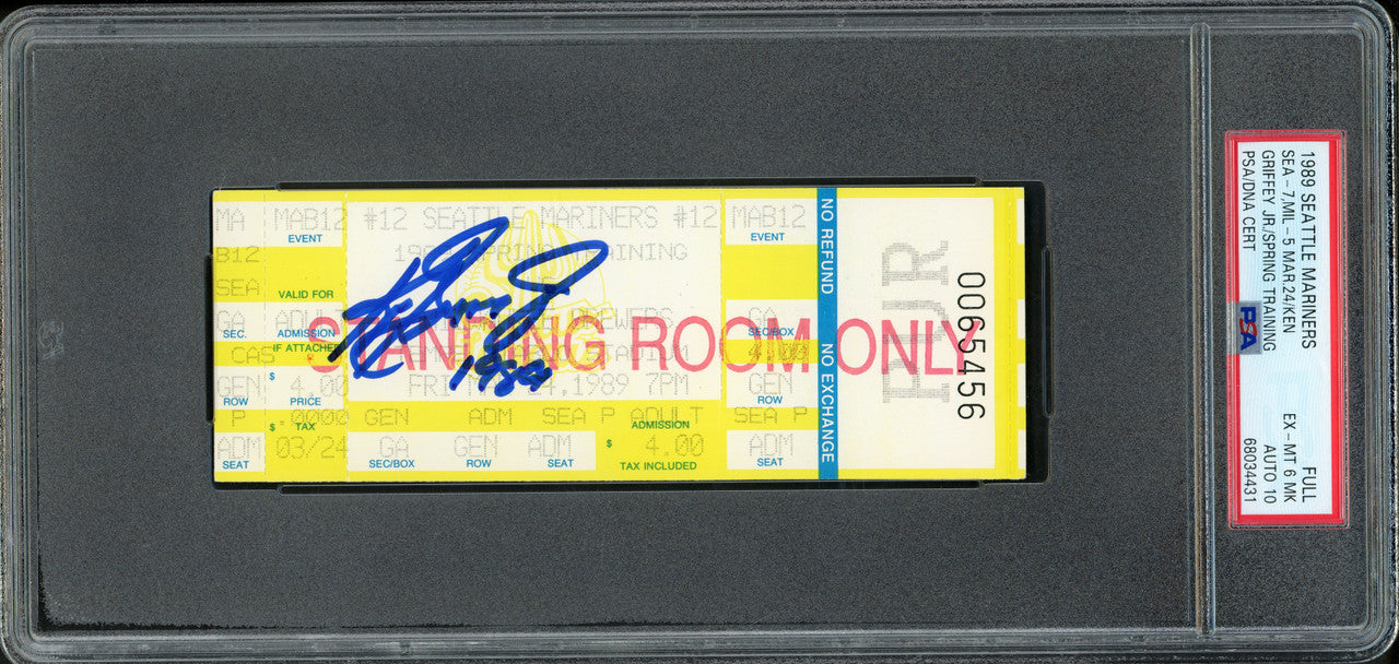 Ken Griffey Jr. Autographed 1989 Spring Training Ticket Seattle Mariners PSA 6 MK Auto Grade Gem Mint 10 "1989" PSA/DNA #68034431