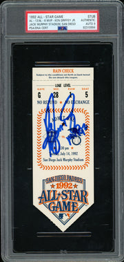Ken Griffey Jr. Autographed 1992 All Star Game Ticket Seattle Mariners Auto Grade Mint 9 "MVP 92" PSA/DNA #92310994