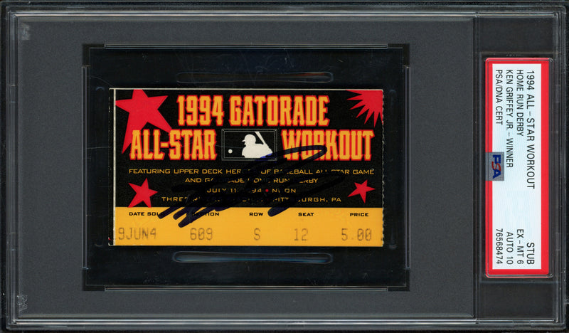Ken Griffey Jr. Autographed 1994 All Star Home Run Derby Ticket Seattle Mariners PSA 6 Auto Grade Gem Mint 10 PSA/DNA #75668474