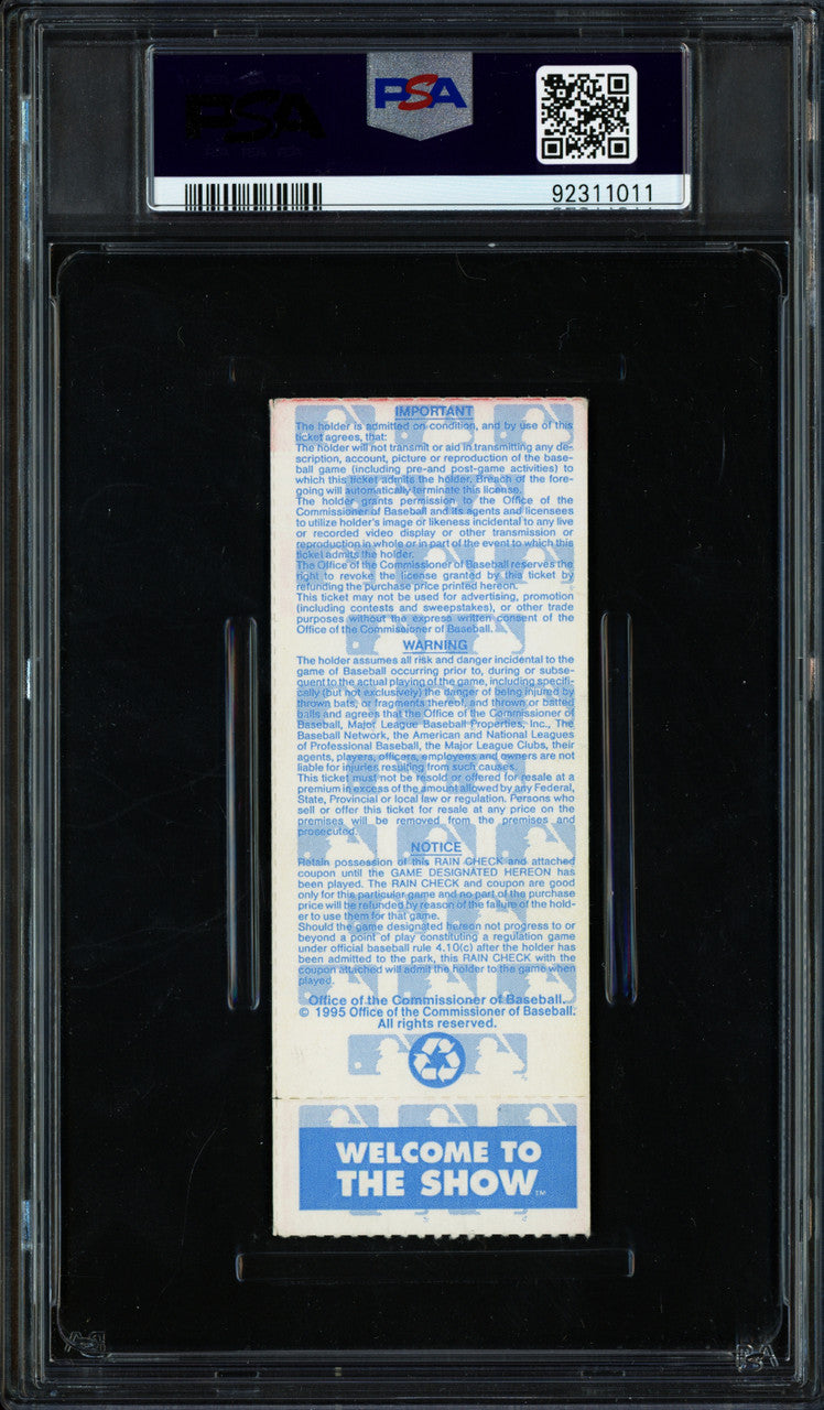 Ken Griffey Jr. Autographed 1995 ALDS Game 1 Ticket Seattle Mariners Auto Grade Gem Mint 10 "1st Playoff HR" PSA/DNA #92311011