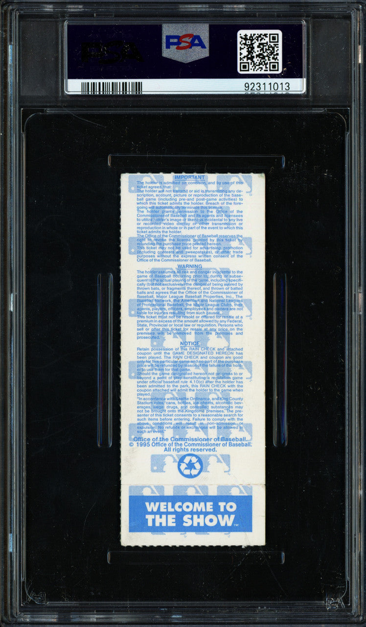 Ken Griffey Jr. Autographed 1995 ALDS Game 3 Ticket Seattle Mariners Auto Grade Gem Mint 10 PSA/DNA #92311013