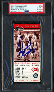 Ken Griffey Jr. Autographed 2000th Hit Ticket 6/18/2002 Seattle Mariners PSA 6 Auto Grade Gem Mint 10 PSA/DNA #68034429
