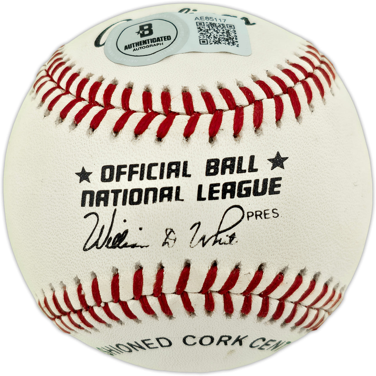 Willie Mays Autographed Official NL Baseball San Francisco Giants (Smudged) Beckett BAS #AE85117