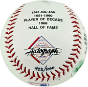 Ted Williams Autographed Official Fotoball Baseball Boston Red Sox Beckett BAS #AE85114