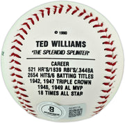 Ted Williams Autographed Official Fotoball Baseball Boston Red Sox Beckett BAS #AE85114