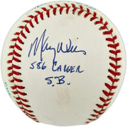 Rickey Henderson, Lou Brock & Maury Wills Autographed Official AL Baseball Greatest Base Stealers of All Time Beckett BAS #AE85113