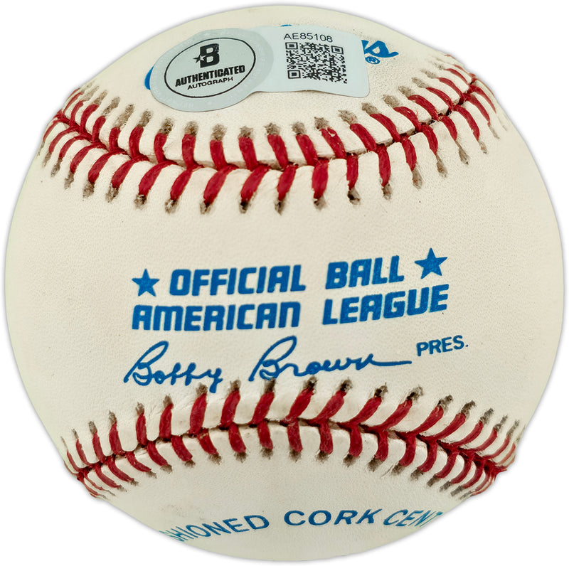 Jim Brown Autographed Official AL Baseball Cleveland Browns Beckett BAS #AE85108