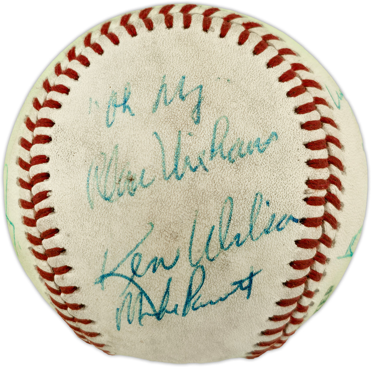 Dave Niehaus & 7 Others Autographed Official Feeney NL Baseball Seattle Mariners "Oh My" SKU #263386