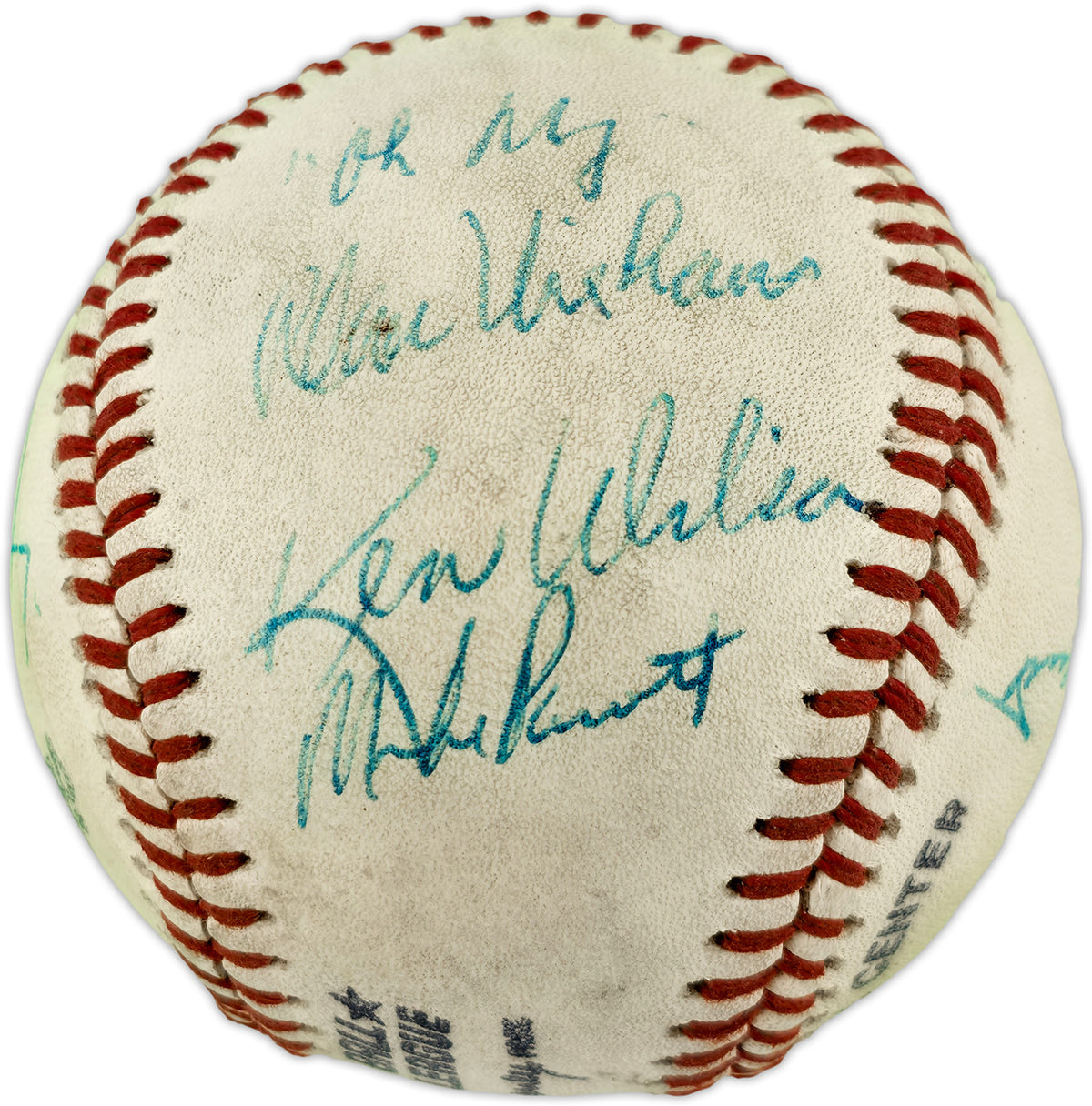 Dave Niehaus & 7 Others Autographed Official Feeney NL Baseball Seattle Mariners "Oh My" SKU #263386