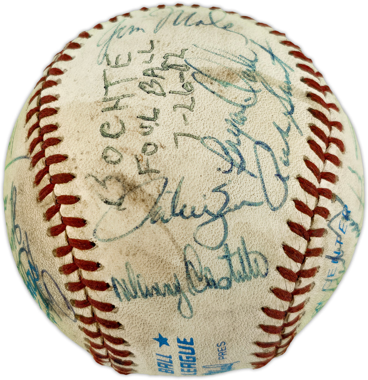 1982 Seattle Mariners Team Autographed Official MacPhail AL Baseball With 27 Signatures SKU #263392