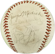 1973 New York Yankees Autographed Official Cronin American League Baseball With 23 Signatures Including Thurman Munson Beckett BAS #AE85551
