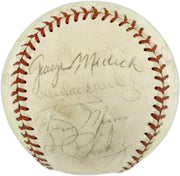 1973 New York Yankees Autographed Official Cronin American League Baseball With 23 Signatures Including Thurman Munson Beckett BAS #AE85551