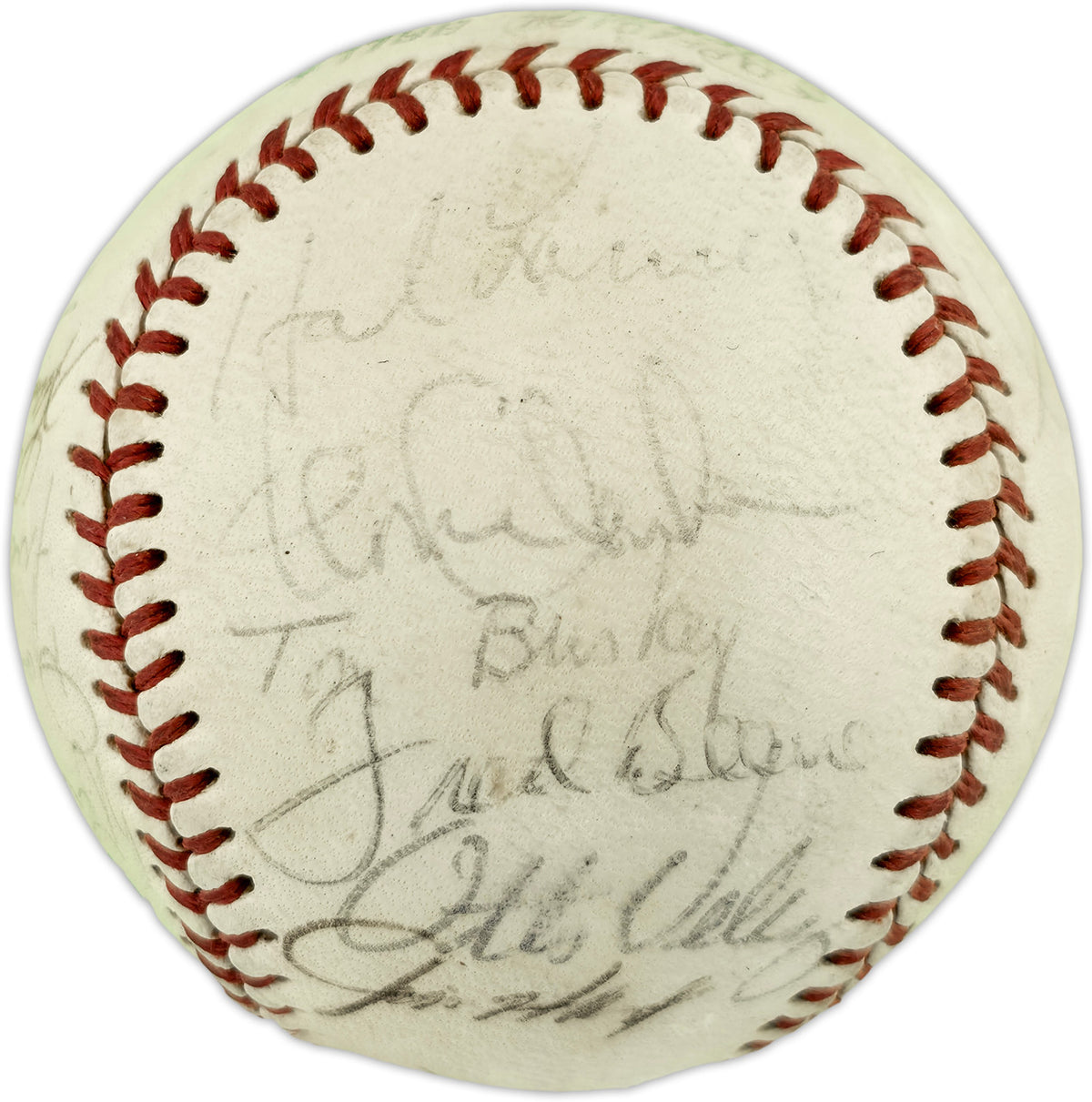 1973 New York Yankees Autographed Official Cronin American League Baseball With 23 Signatures Including Thurman Munson Beckett BAS #AE85551