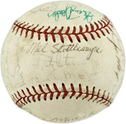 1973 New York Yankees Autographed Official Cronin American League Baseball With 23 Signatures Including Thurman Munson Beckett BAS #AE85551