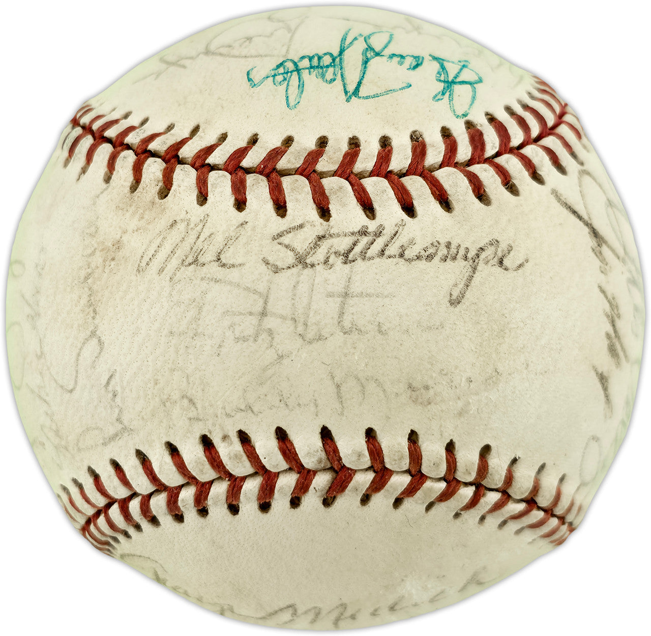 1973 New York Yankees Autographed Official Cronin American League Baseball With 23 Signatures Including Thurman Munson Beckett BAS #AE85551