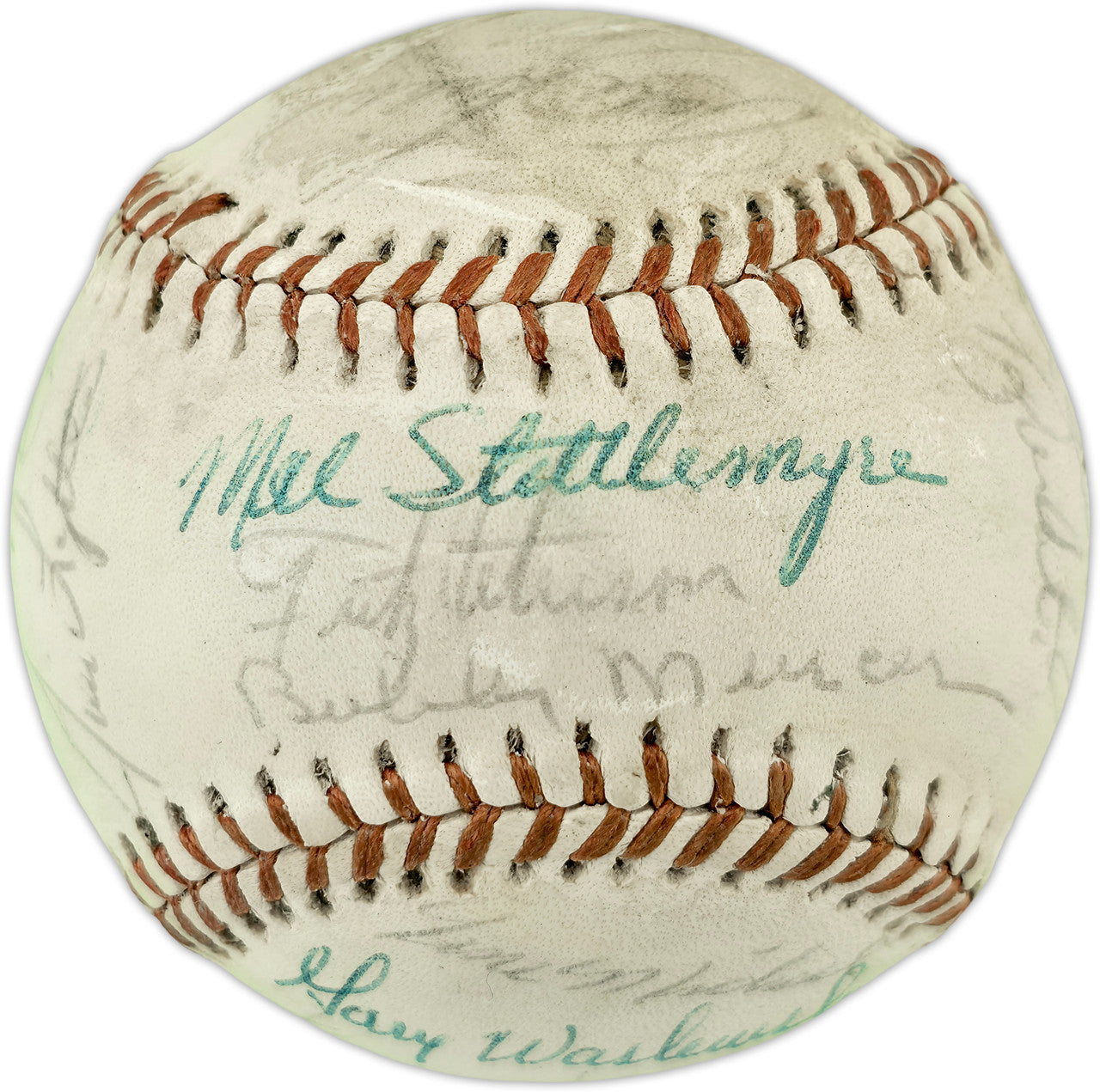 1971 New York Yankees Autographed Official Pro League Baseball With 23 Signatures Including Thurman Munson Beckett BAS #AE85552