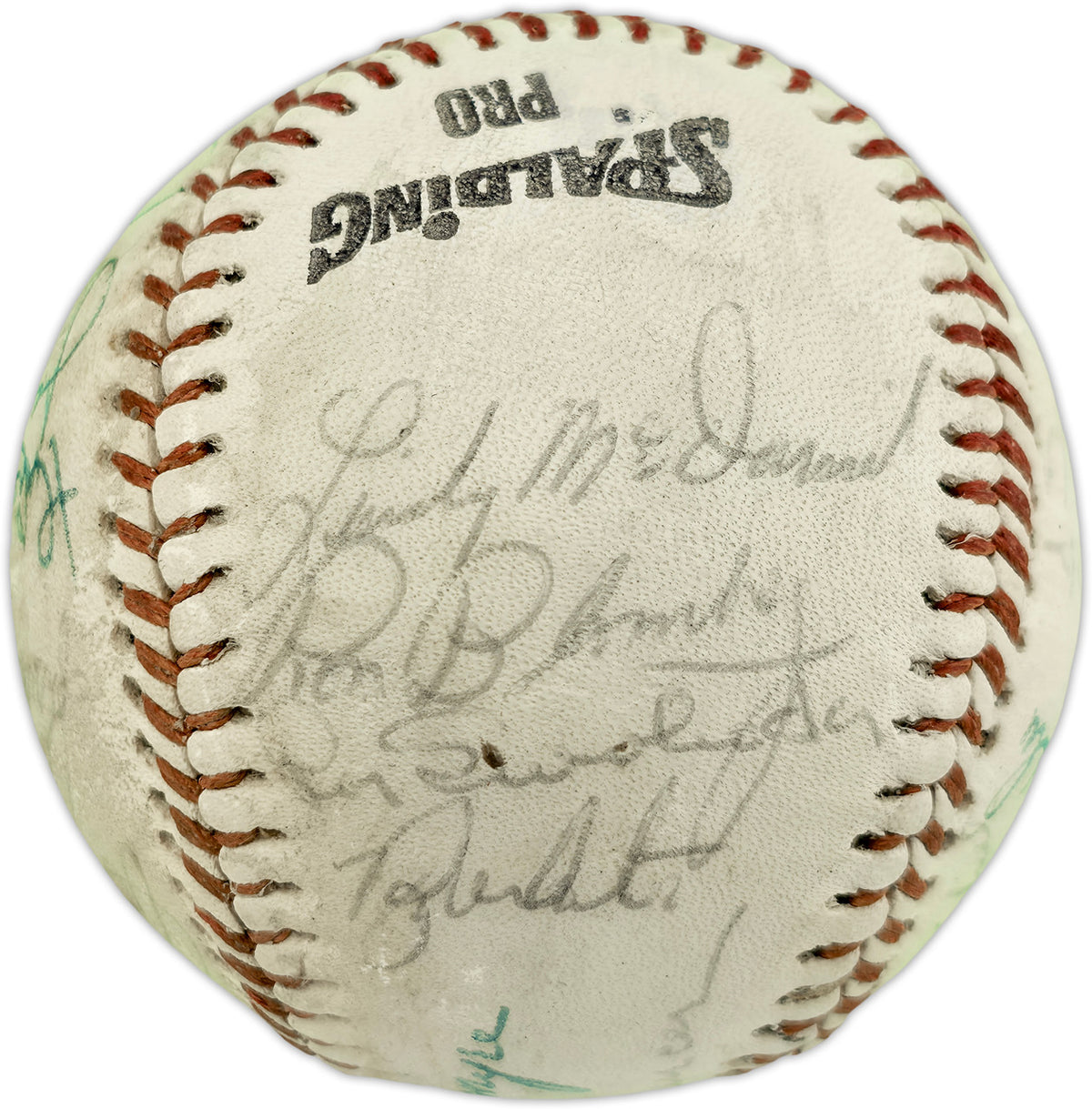 1971 New York Yankees Autographed Official Pro League Baseball With 23 Signatures Including Thurman Munson Beckett BAS #AE85552
