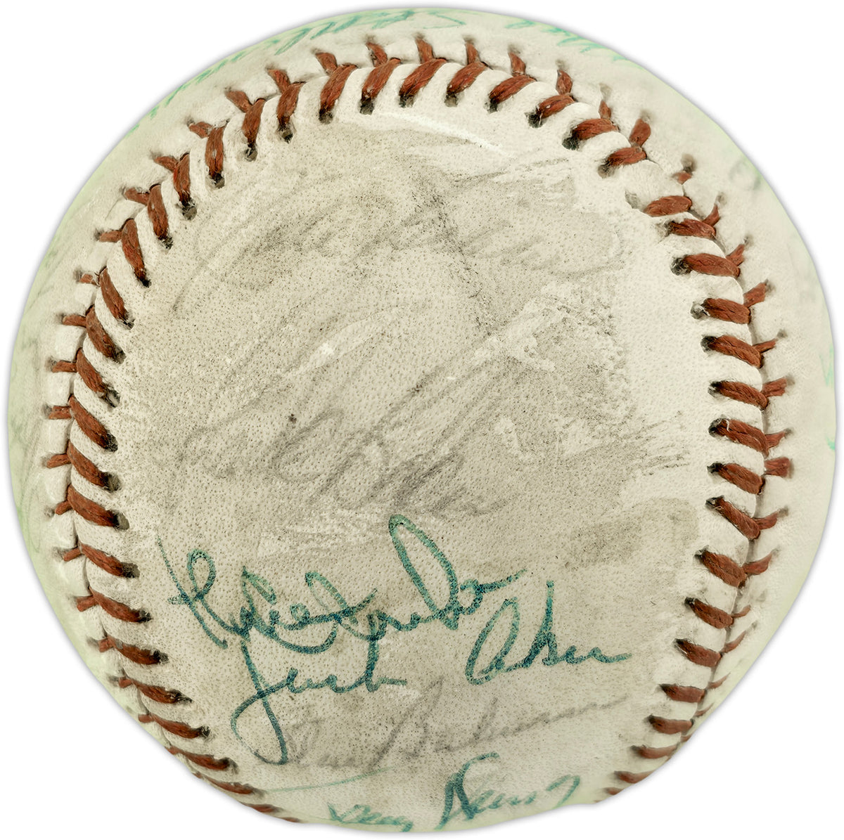 1971 New York Yankees Autographed Official Pro League Baseball With 23 Signatures Including Thurman Munson Beckett BAS #AE85552