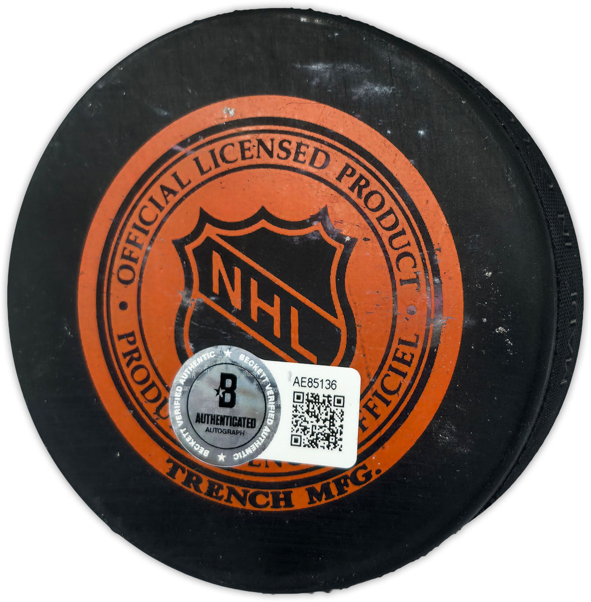 Gordie Howe, Sid Abel, & Ted Lindsay Autographed Official Detroit Red Wings Logo Hockey Puck Production Line Beckett BAS #AE85136