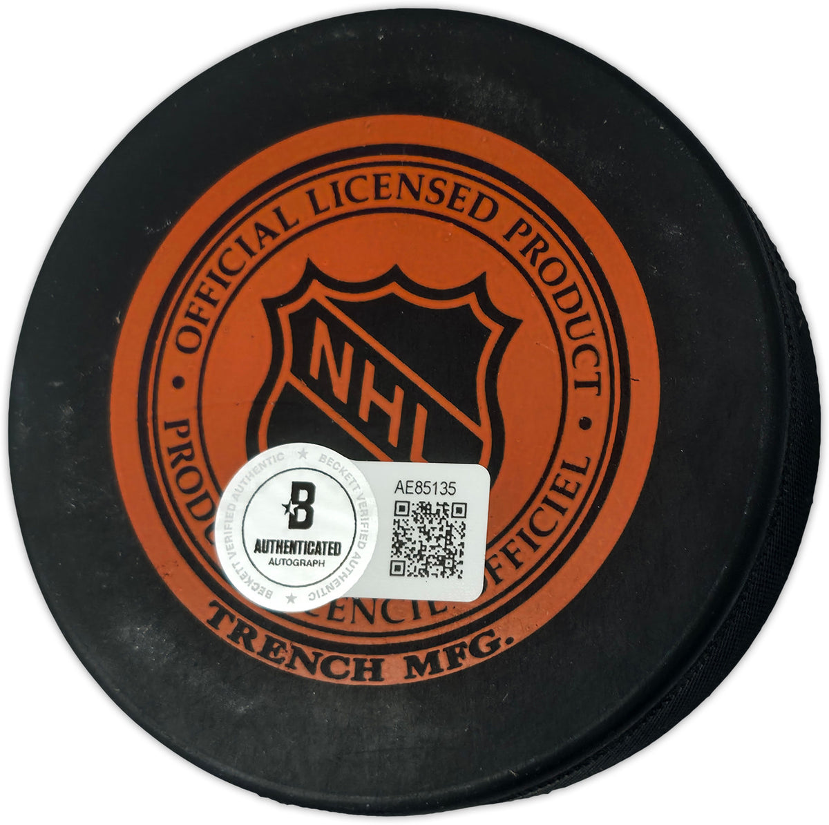 Gordie Howe, Sid Abel, & Ted Lindsay Autographed Official Detroit Red Wings Logo Hockey Puck Production Line Beckett BAS #AE85135