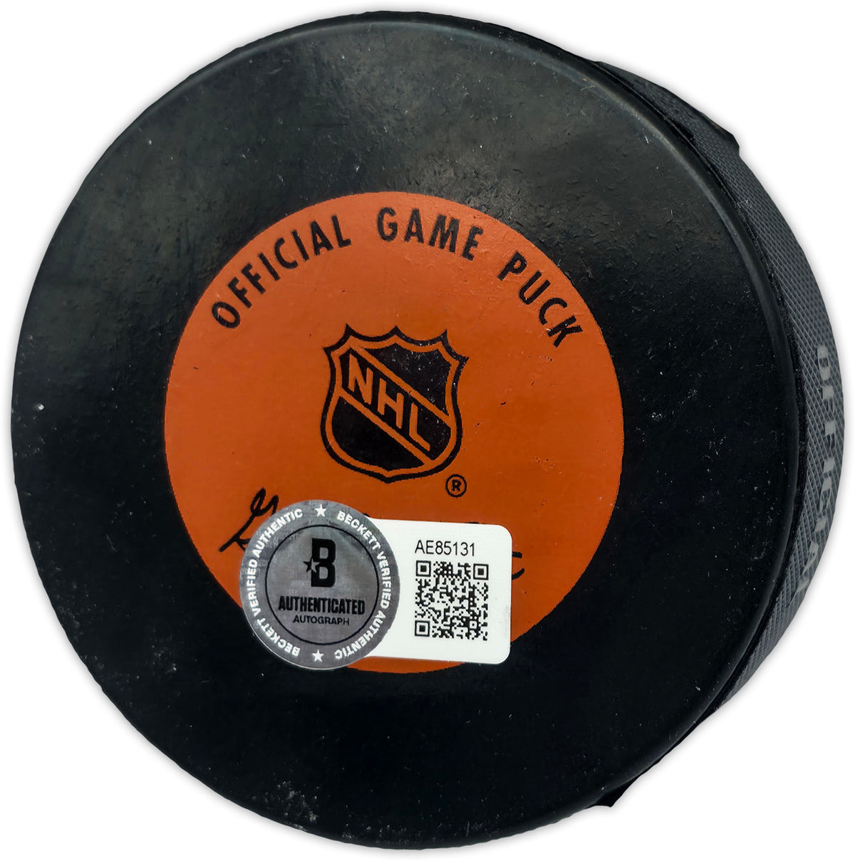 Gordie Howe, Sid Abel, & Ted Lindsay Autographed Official Detroit Red Wings Logo Hockey Puck Production Line Beckett BAS #AE85131