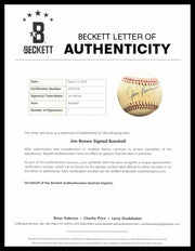 Jim Brown Autographed Official AL Baseball Cleveland Browns Beckett BAS #AE85108