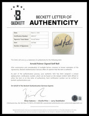 Arnold Palmer Autographed Golf Ball Beckett BAS #AE85527