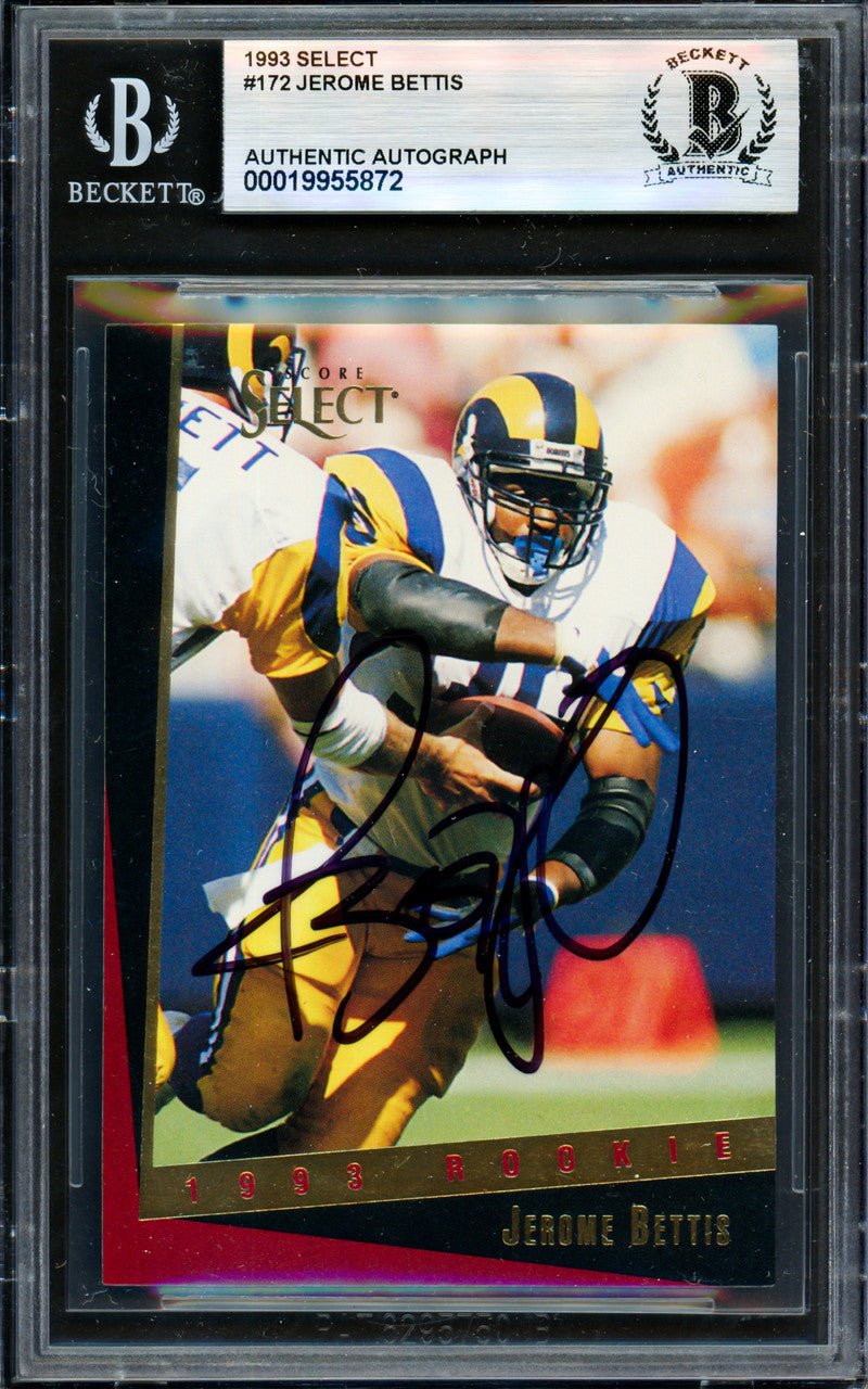 Jerome Bettis Autographed 1993 Score Select Rookie Card #172 Los Angeles Rams Beckett BAS #19955872