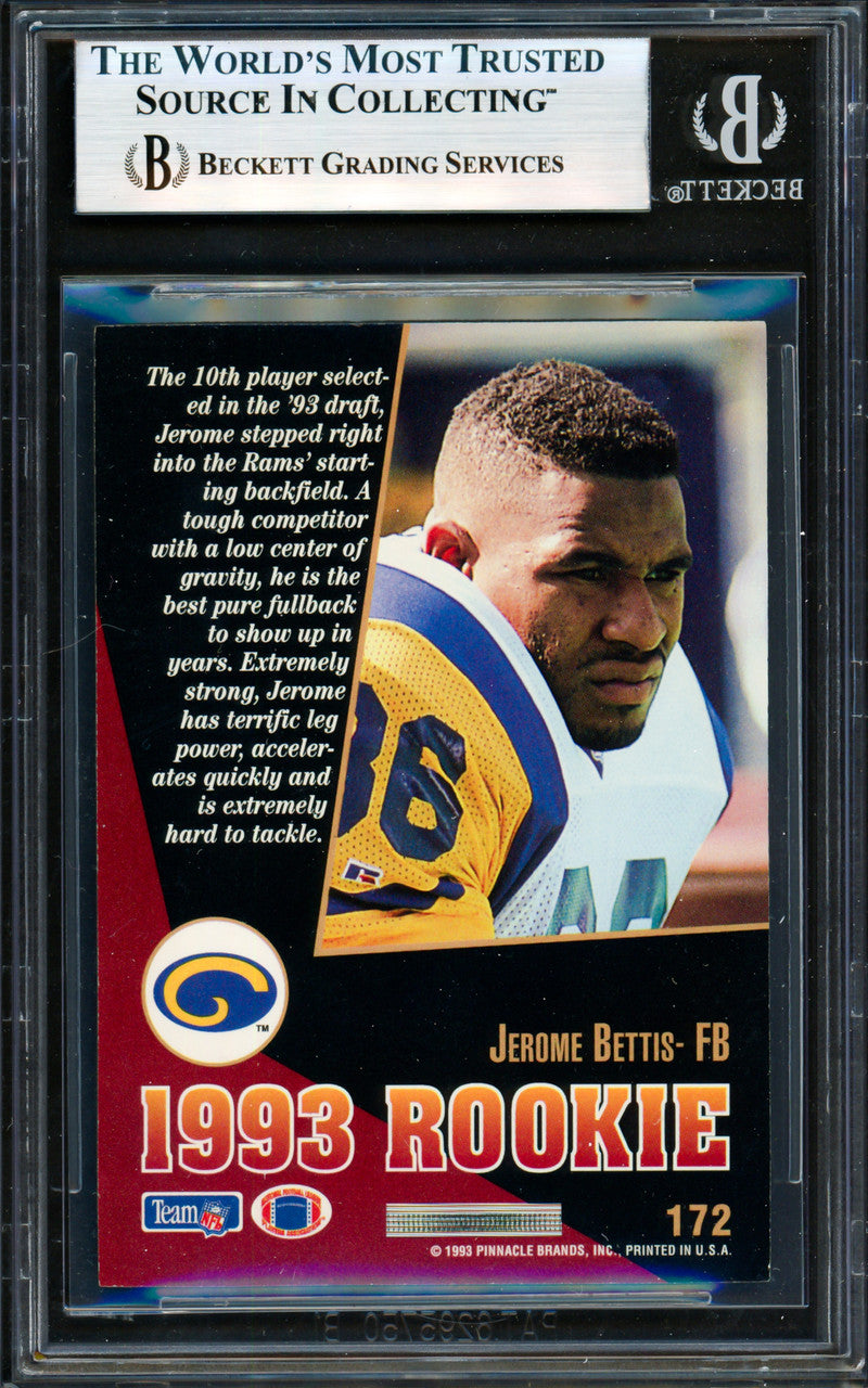 Jerome Bettis Autographed 1993 Score Select Rookie Card #172 Los Angeles Rams Beckett BAS #19955872