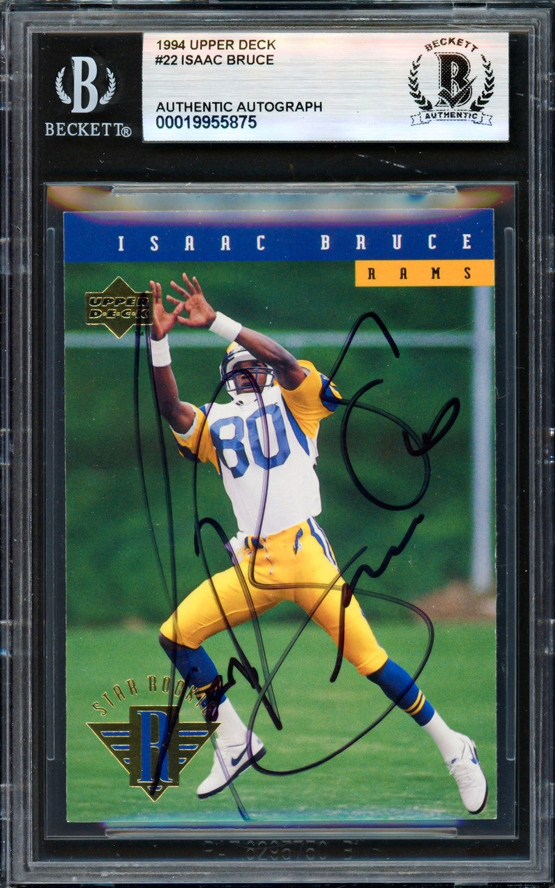 Isaac Bruce Autographed 1994 Upper Deck Rookie Card #22 St. Louis Rams Beckett BAS #19955875