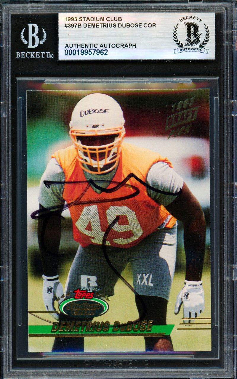Demetrius DuBose Autographed 1993 Upper Deck SP Rookie Card #256 Tampa Bay Buccaneers Beckett BAS #19957962