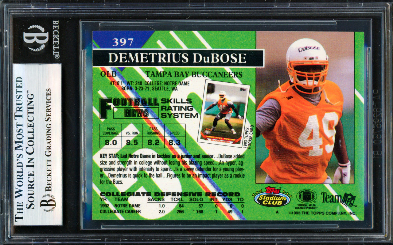 Demetrius DuBose Autographed 1993 Upper Deck SP Rookie Card #256 Tampa Bay Buccaneers Beckett BAS #19957962