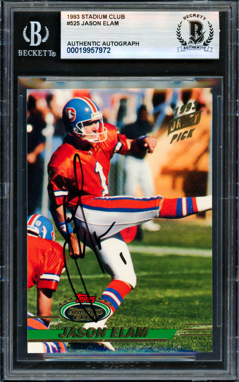 Jason Elam Autographed 1993 Upper Deck SP Rookie Card #75 Denver Broncos Beckett BAS #19957972