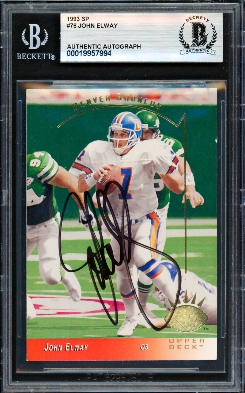 John Elway Autographed 1993 Stadium Club Card #70 Denver Broncos Beckett BAS #19957994